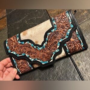 Brown and Turquoise Western Wallet
